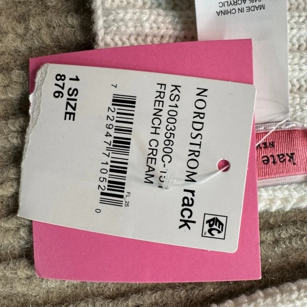NWT Kate Spade New York Bow Scarf French Cream Metallic Ribbed Knit KS1003560C-1